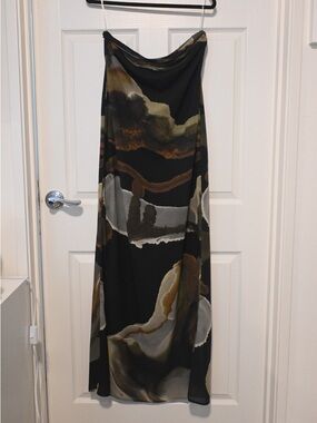 Meshki Black Abstract Watercolor Maxi Dress